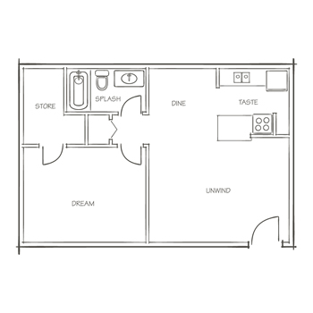 The Den A2 One Bedroom One Bath 602 Sq. Ft.*